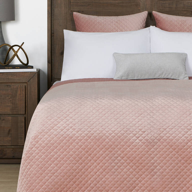 Cosmo Velvet Bedspread Ballet Pink