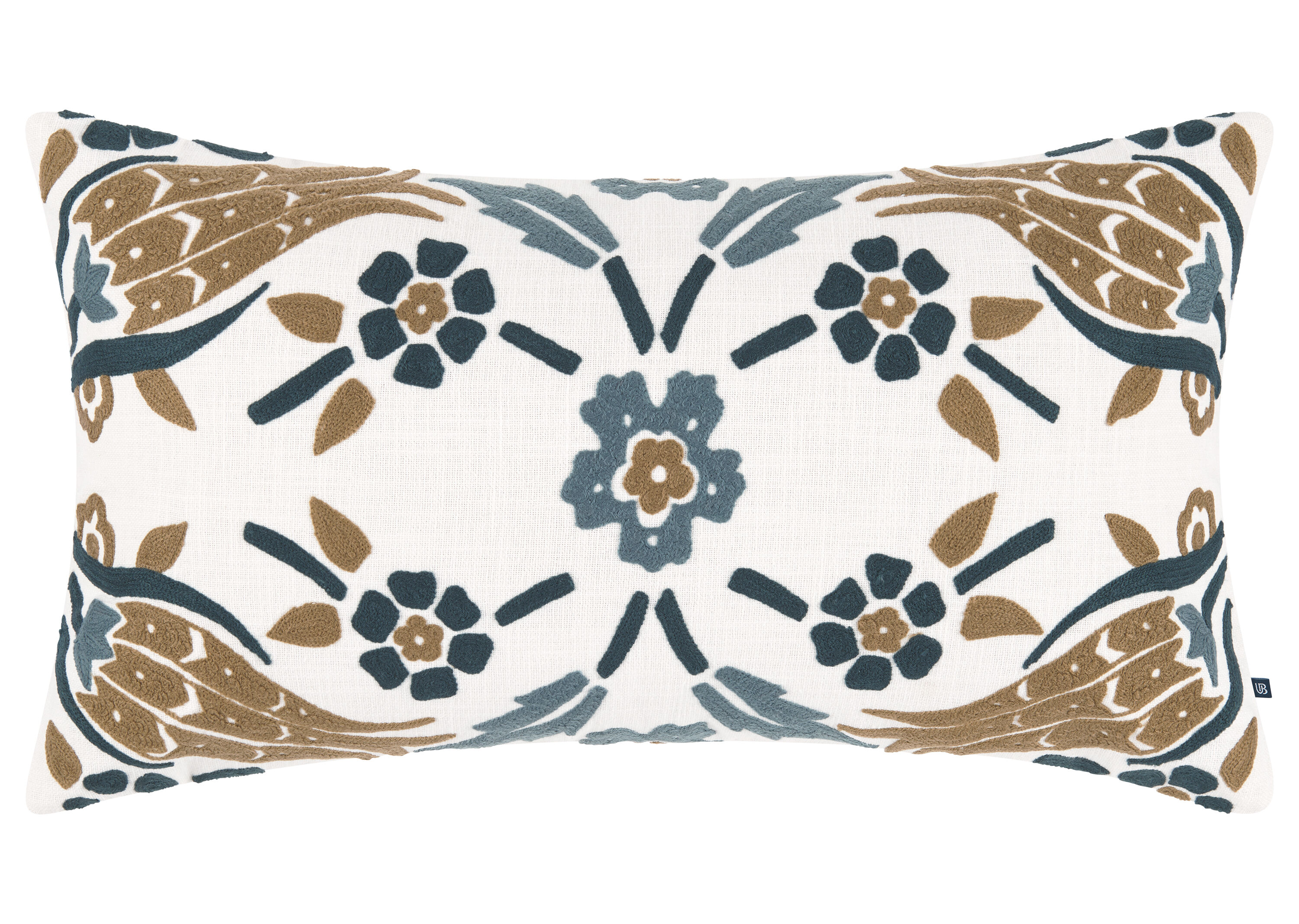 Manon Cotton Pillow 12x22 Ivory Blue