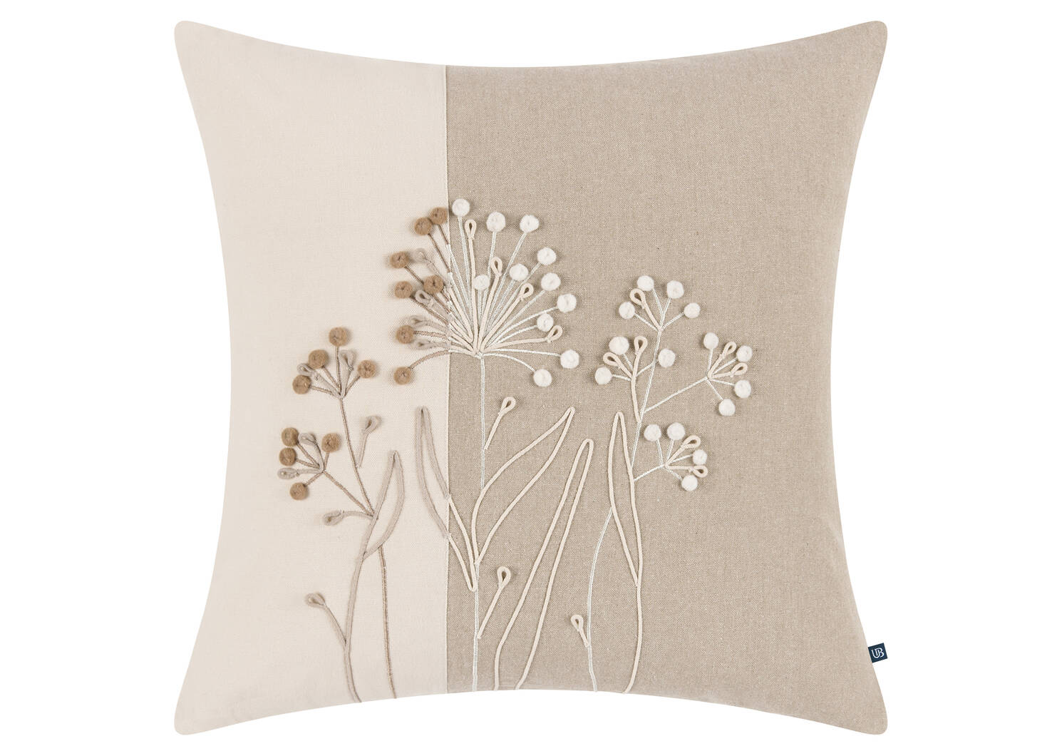 Audrey Cotton Pillow 20x20 Sand/Ivory