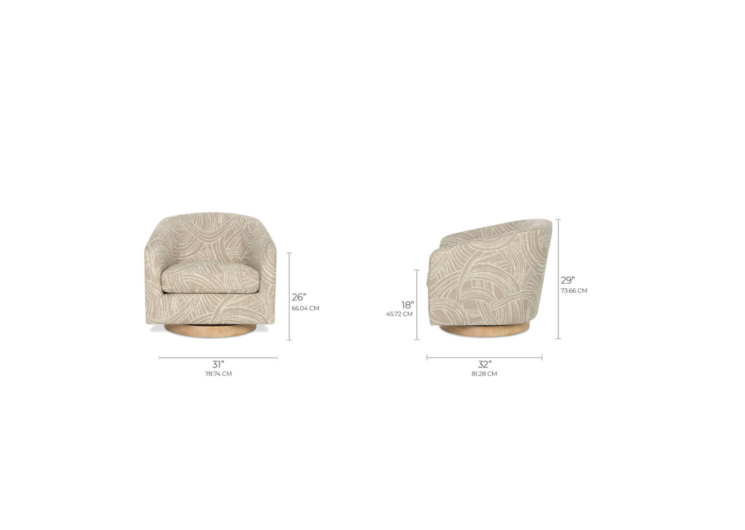 Caleb Swivel Armchair -Anza Wheat