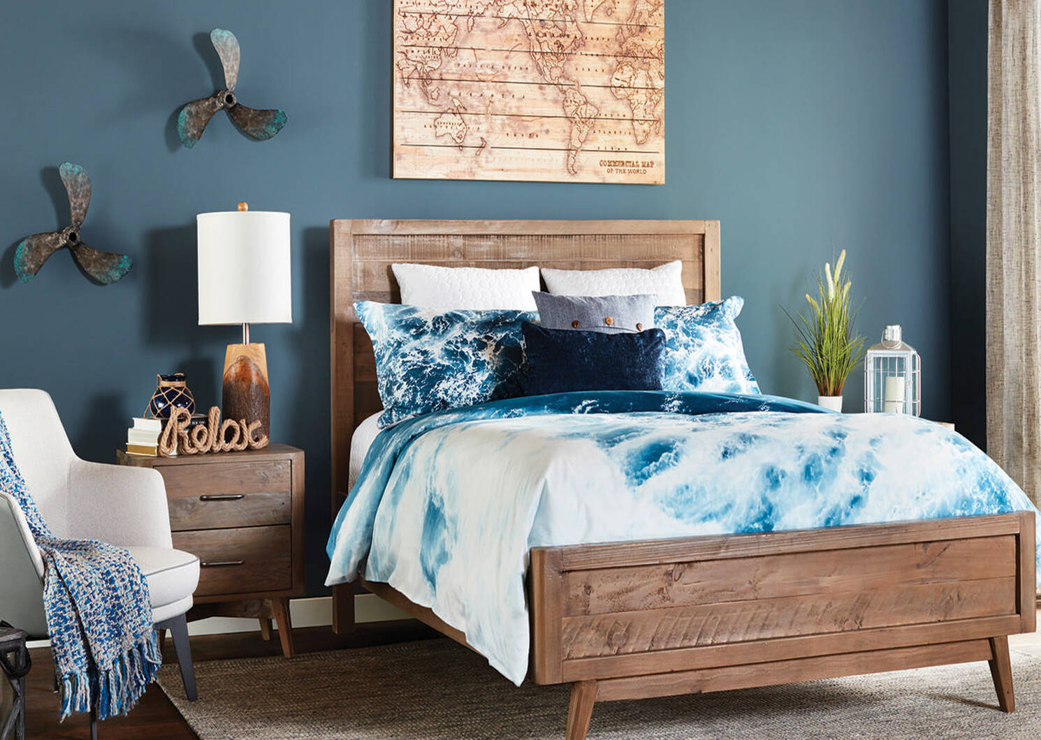 District Bed -Harbour Grey, KING