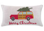 Woody Wagon Toss 12x22 Natural/Red