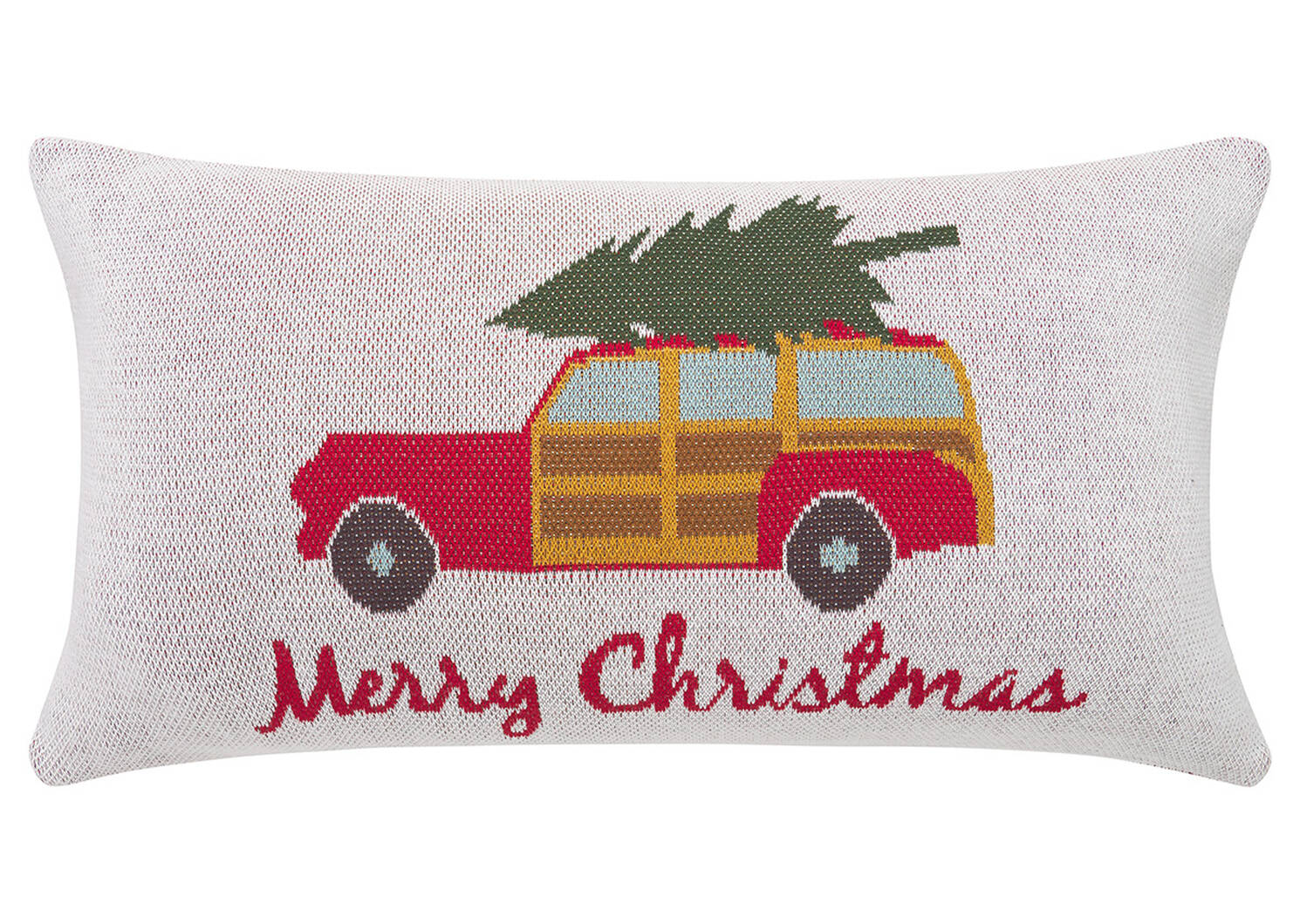Woody Wagon Toss 12x22 Natural/Red