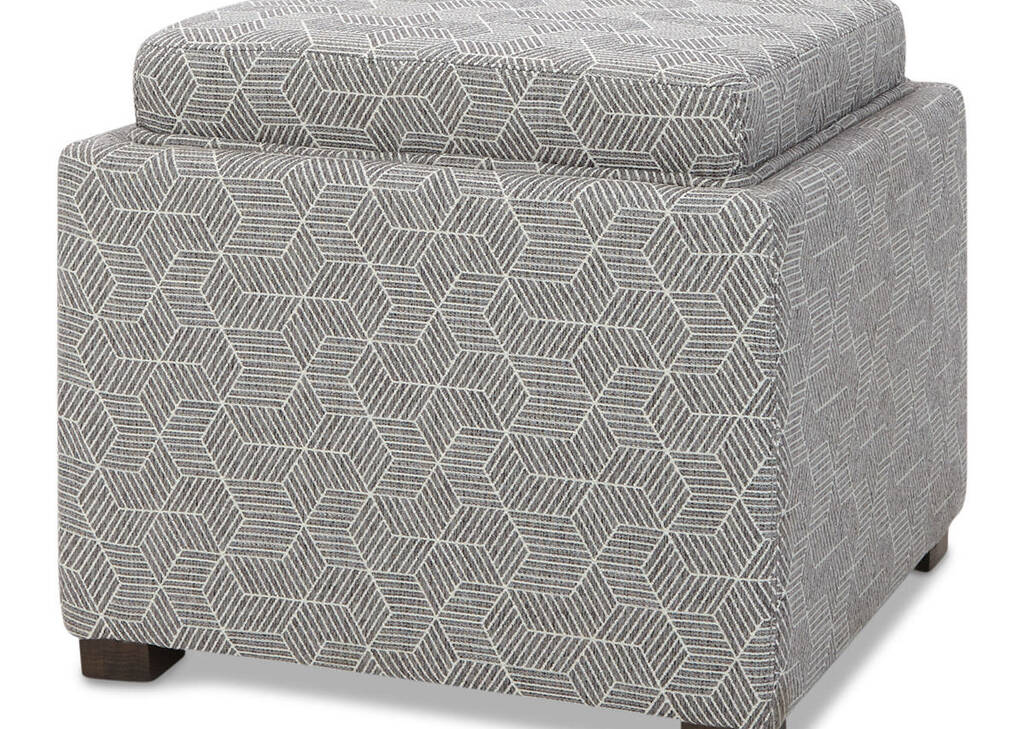 Fay Storage Ottoman -Hex Silver