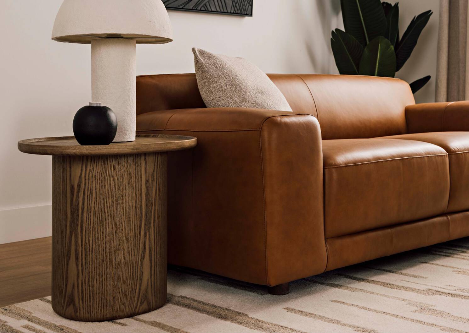 Gaetano Leather Sofa -Saddle Tan