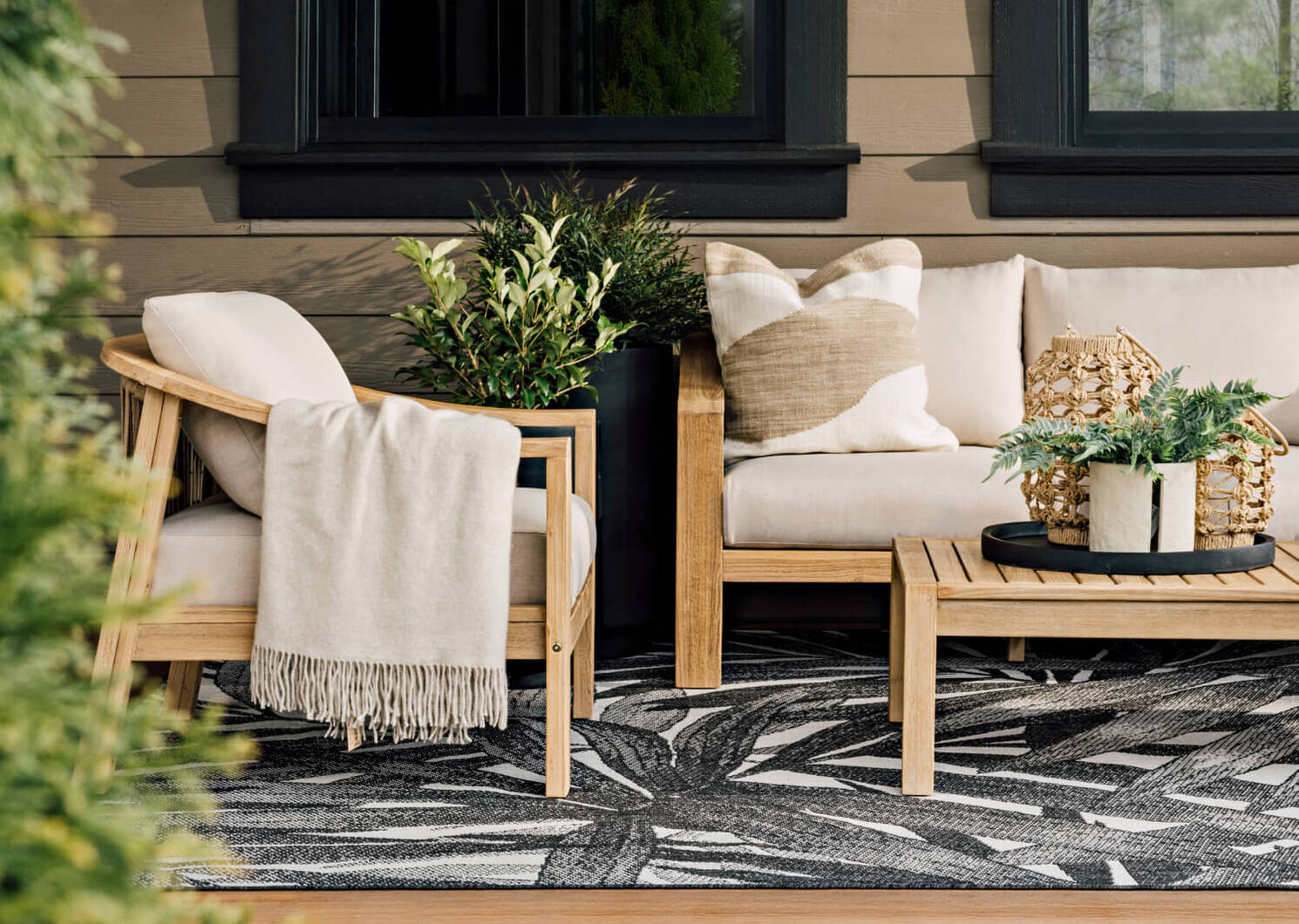 Tapis ext. Makaha 94x126 noir/gris