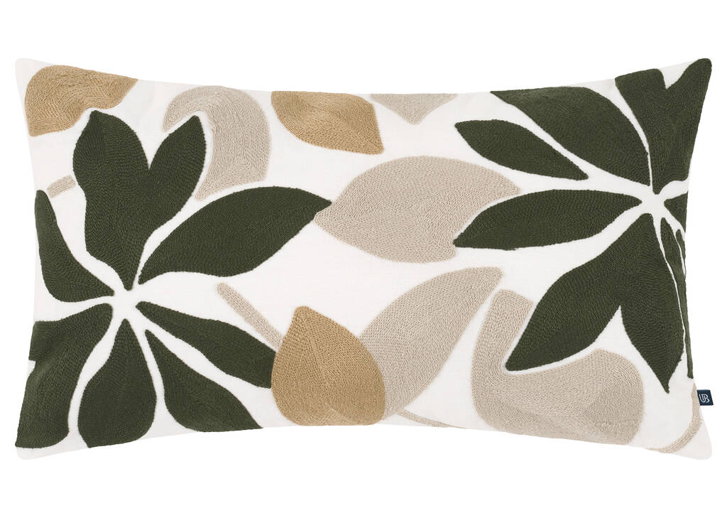 Zivia Floral Pillow 12x22 Ivory/Green