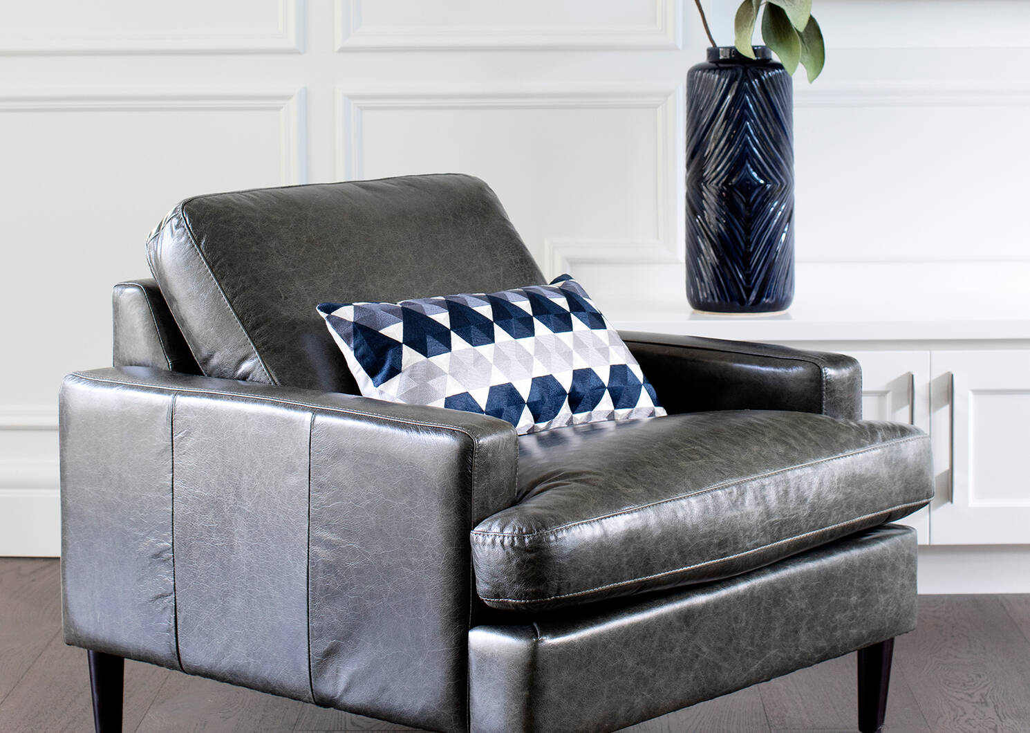 Fauteuil en cuir Savoy -Jasper graphite