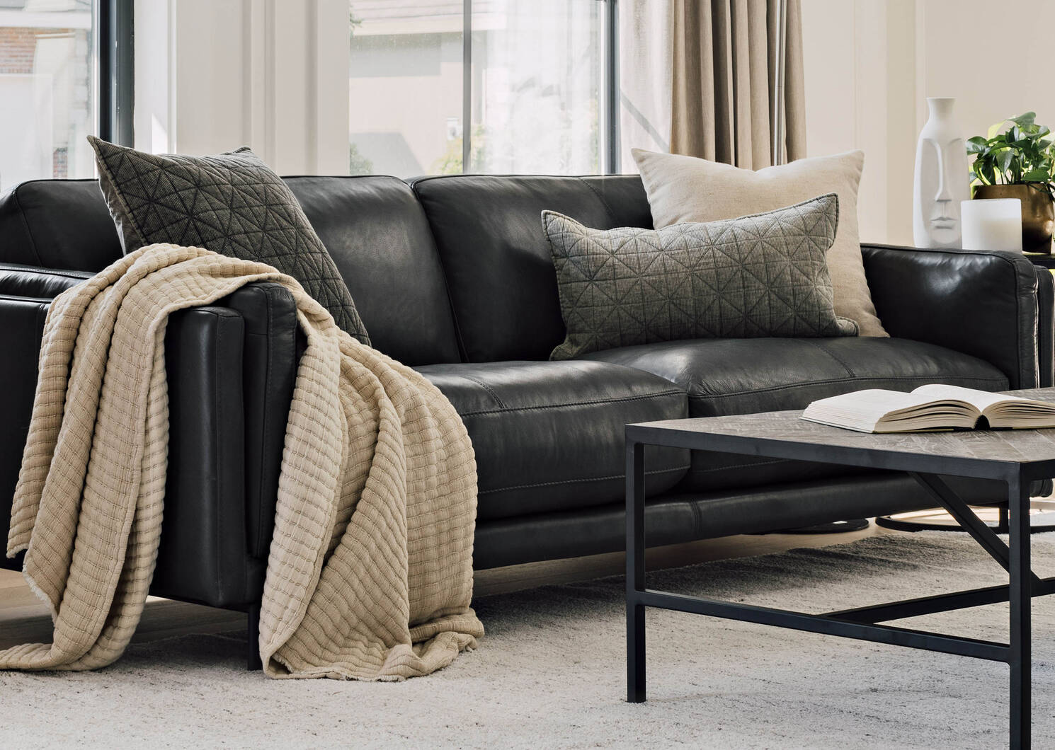 Canapé en cuir Renfrew 80 po -Alder gris