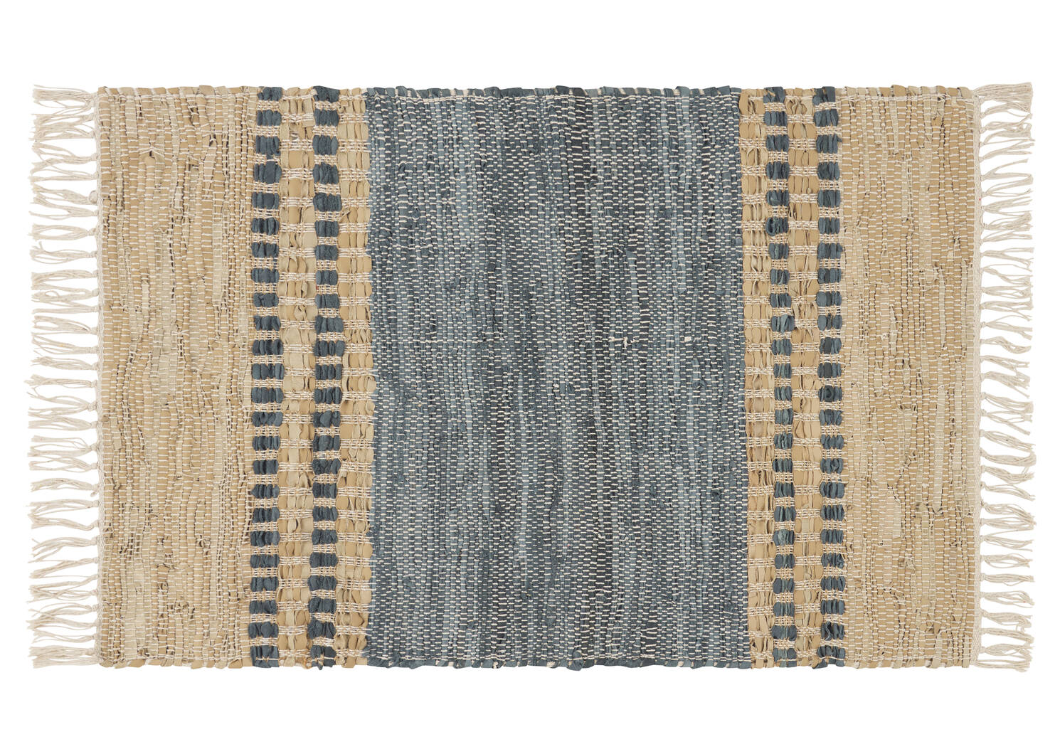 Otis Leather Accent Rugs - Blue/Sand