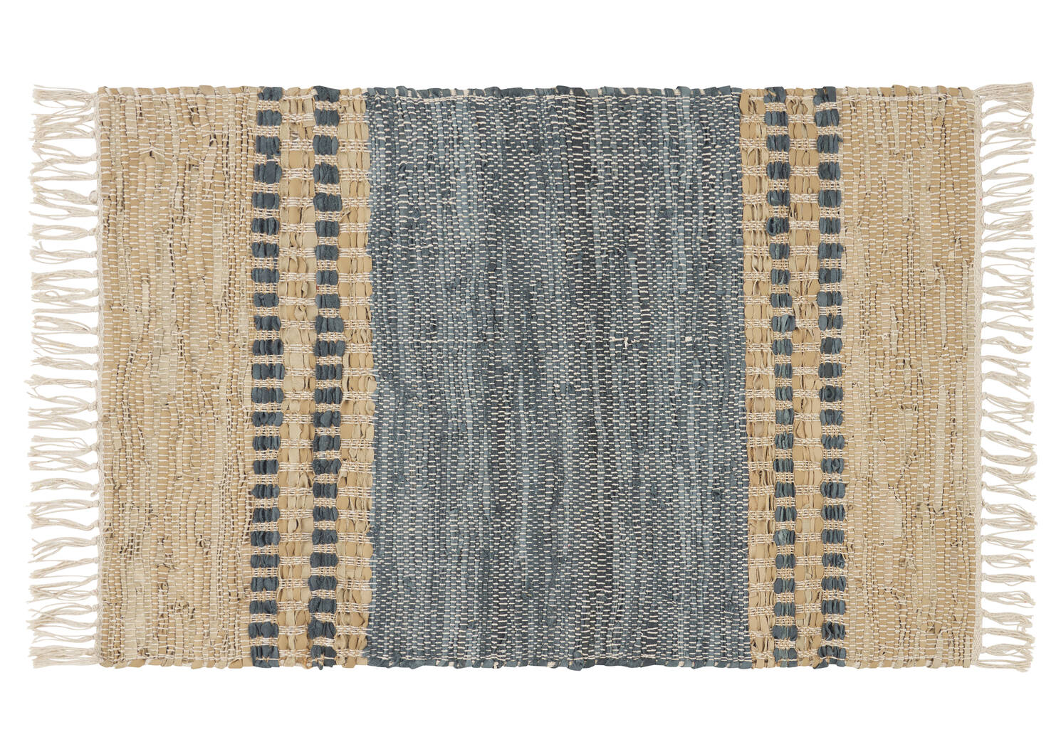 Tapis déc. en cuir Otis 36x60 bleu/sable