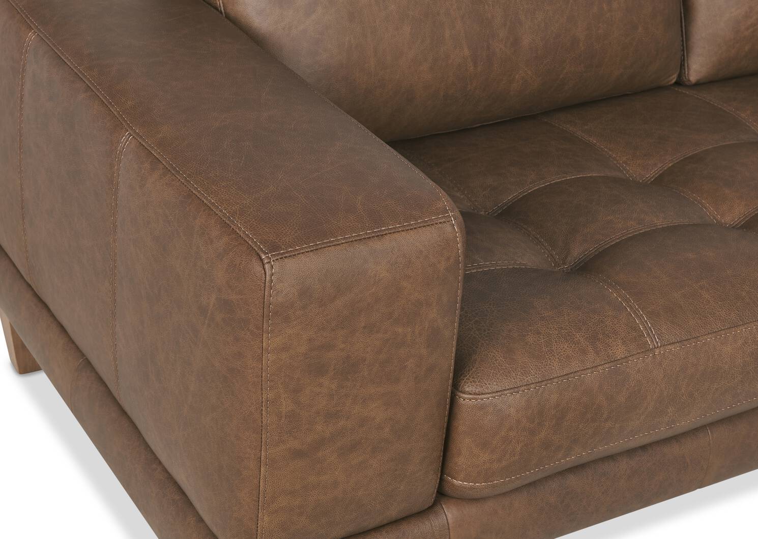 Carson Leather Sofa Chaise RCF -Wes Rum