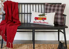 Woody Wagon Toss 12x22 Natural/Red