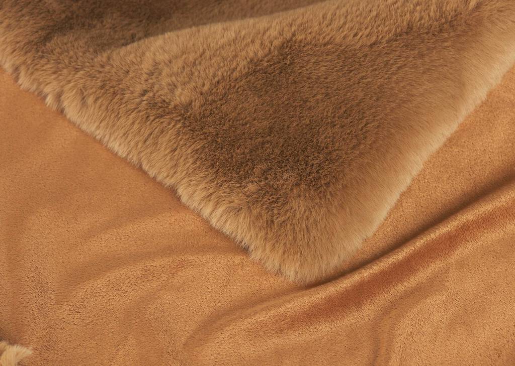 Flora Faux Fur Throw Caramel