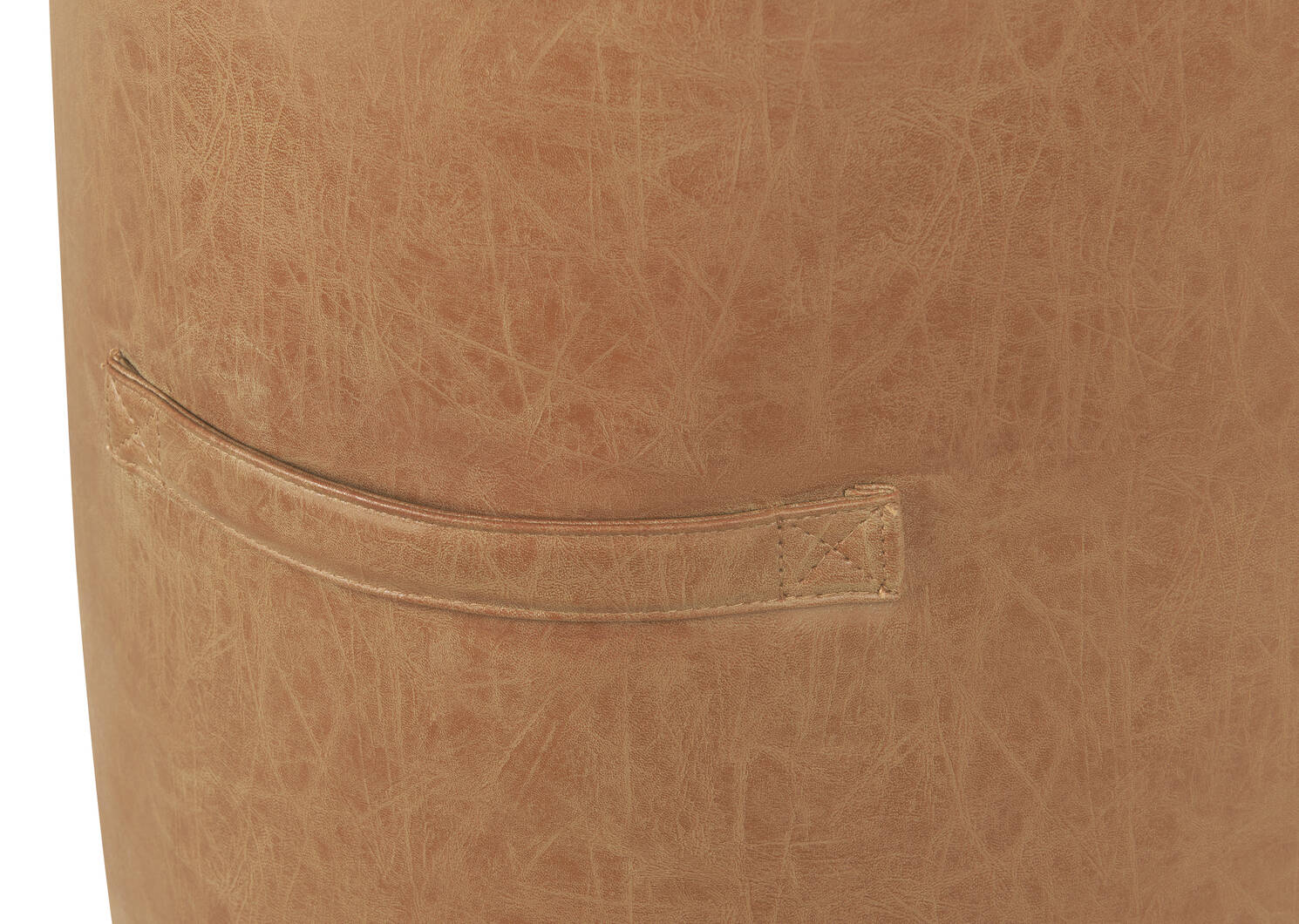 Harlin Faux Leather Pouf Tan