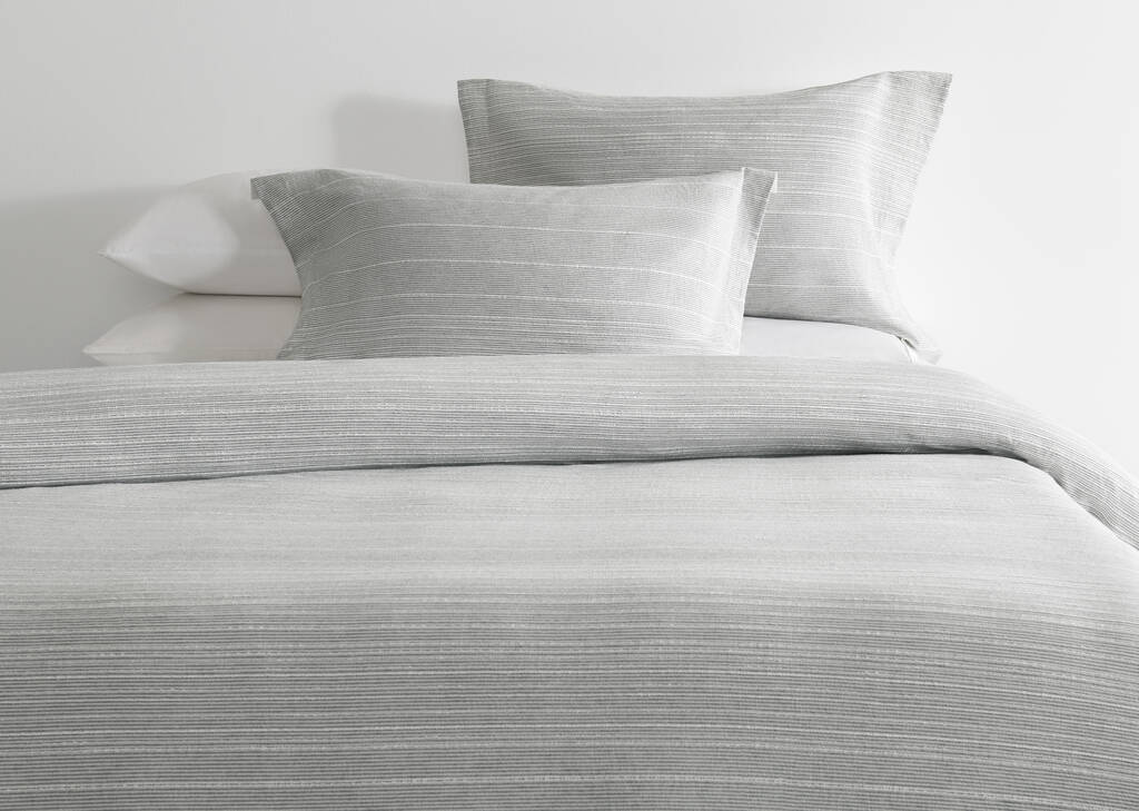 G ens. housse couette cot. Ted gris p/bl