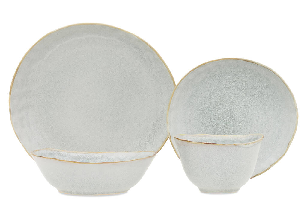 Crofton Glazed 16pc Dish Set Light Gr