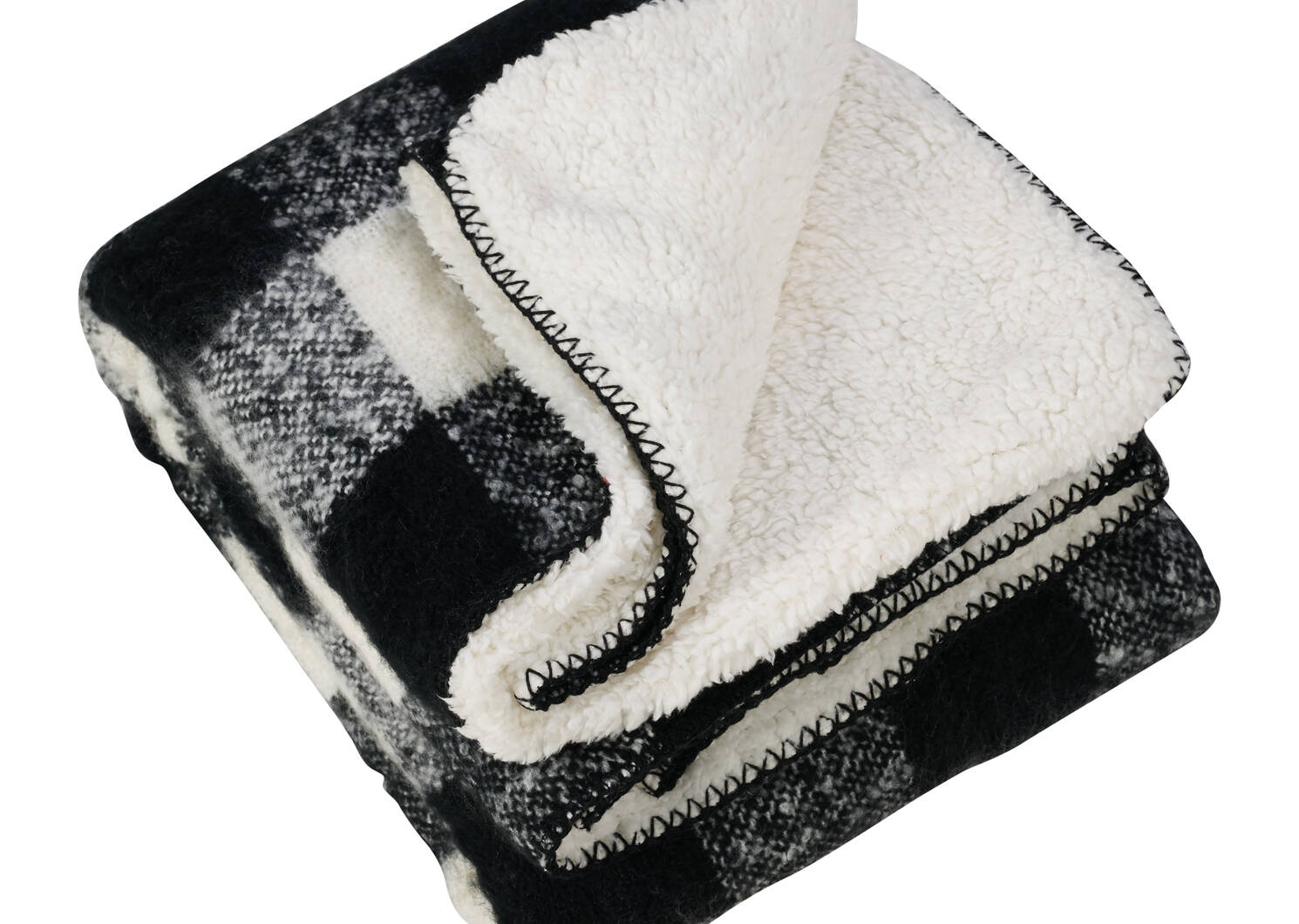 Becca Sherpa Throw Black/White Plaid