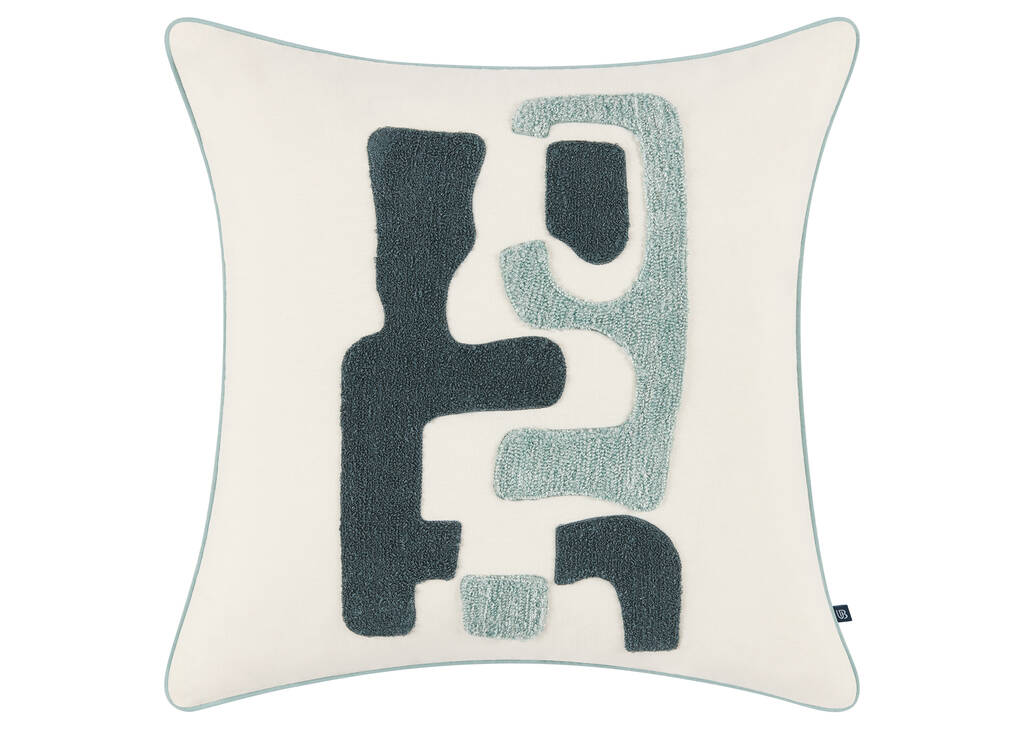 Coussin Pomo 20x20 ivoire/bleu