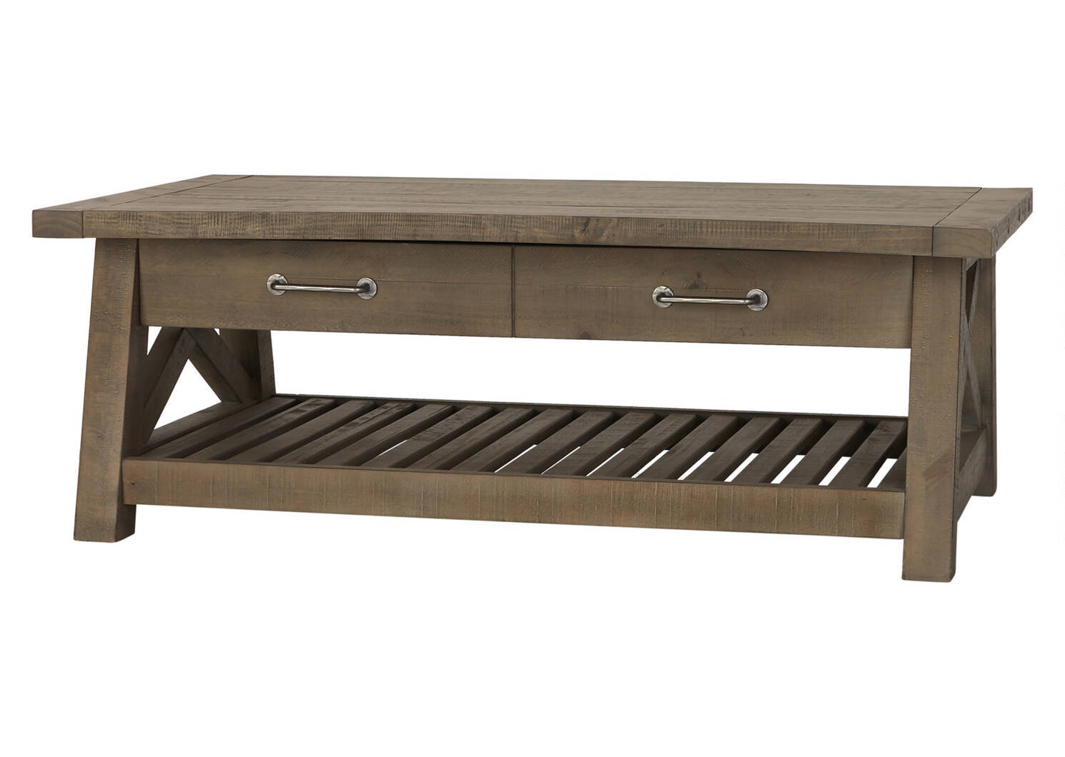 Table basse plat.rel.Ironside -gris rus.