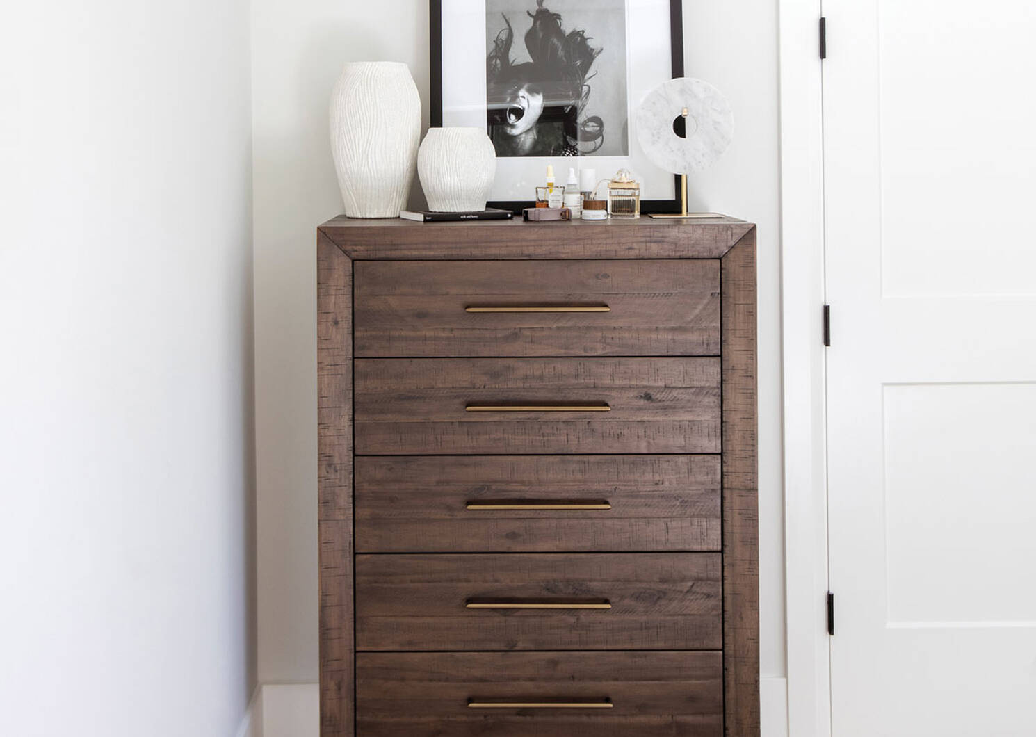 Asher 5 Drawer Chest -Mac Brown