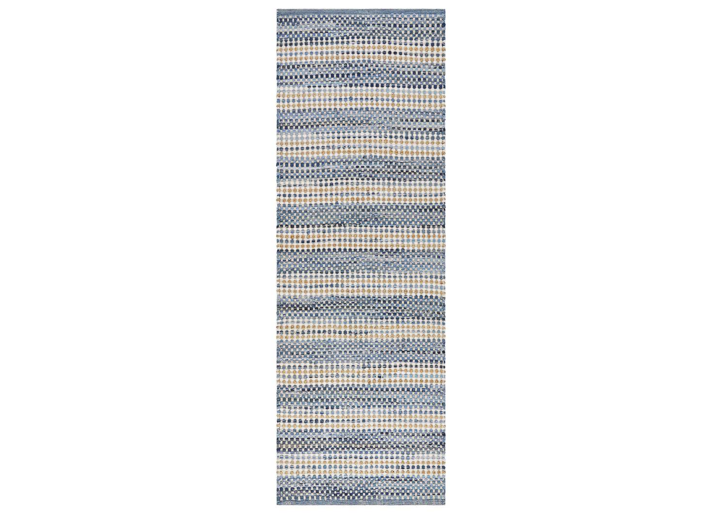 Tapis de couloir Indra 30x84 bleu/jute