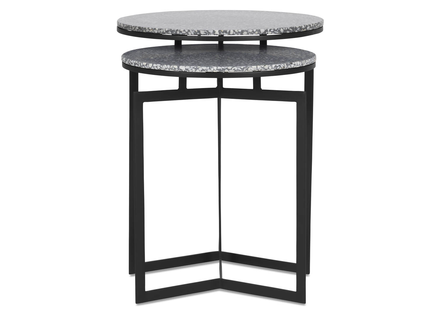 Malik Accent Table Set -Terrazzo Grey