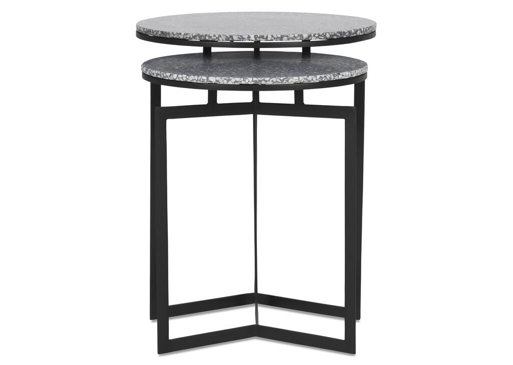 Malik Accent Table Set -Terrazzo Grey