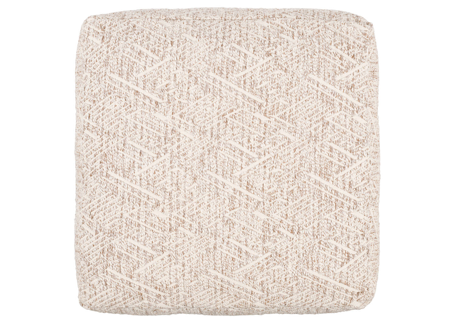 Griffin Cotton Pouf Tan/Ivory