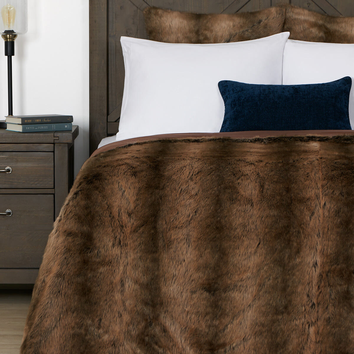 Fauna Faux Fur Bedspread King Sable Urban Barn