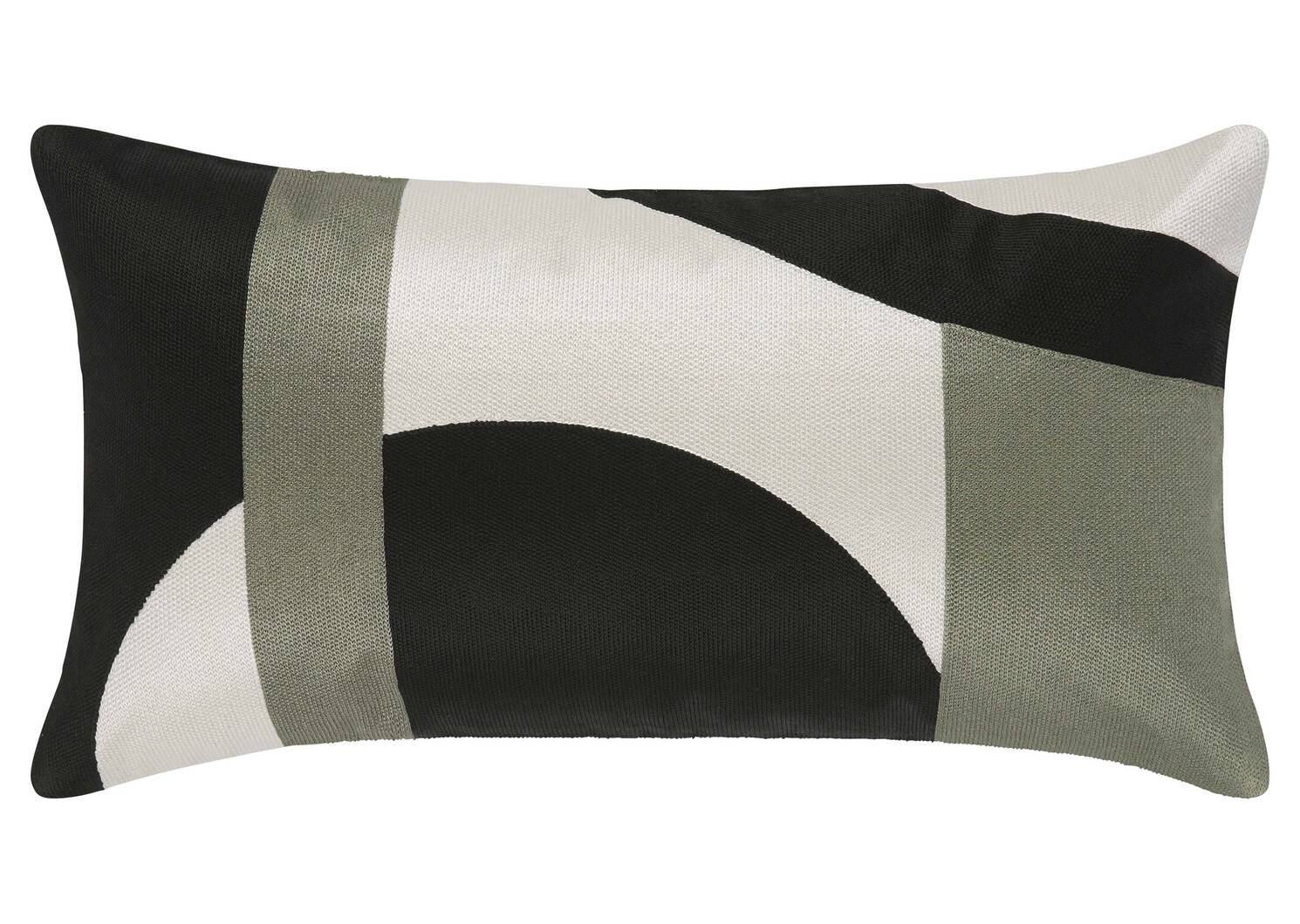 Coussin Palais 12x22 noir/ivoire/sauge