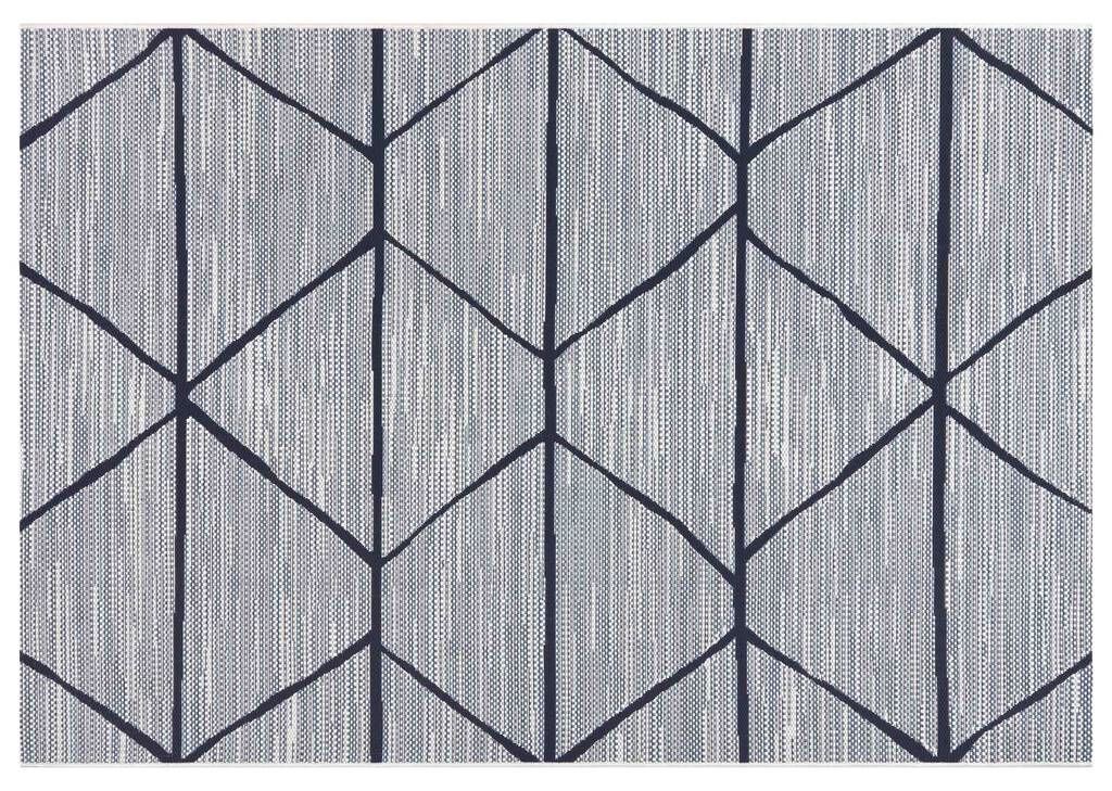Tapis géo Seychelles - bleus/ivoire