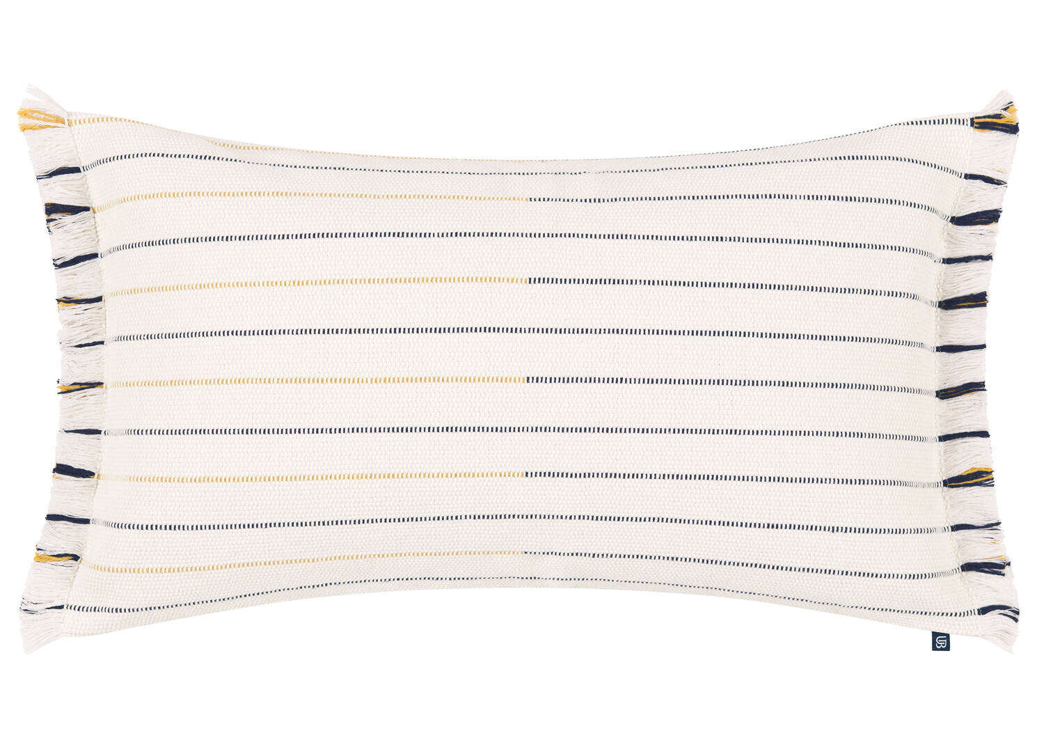 Coussin rayé Bosa 14x24 iv/marine/ambré