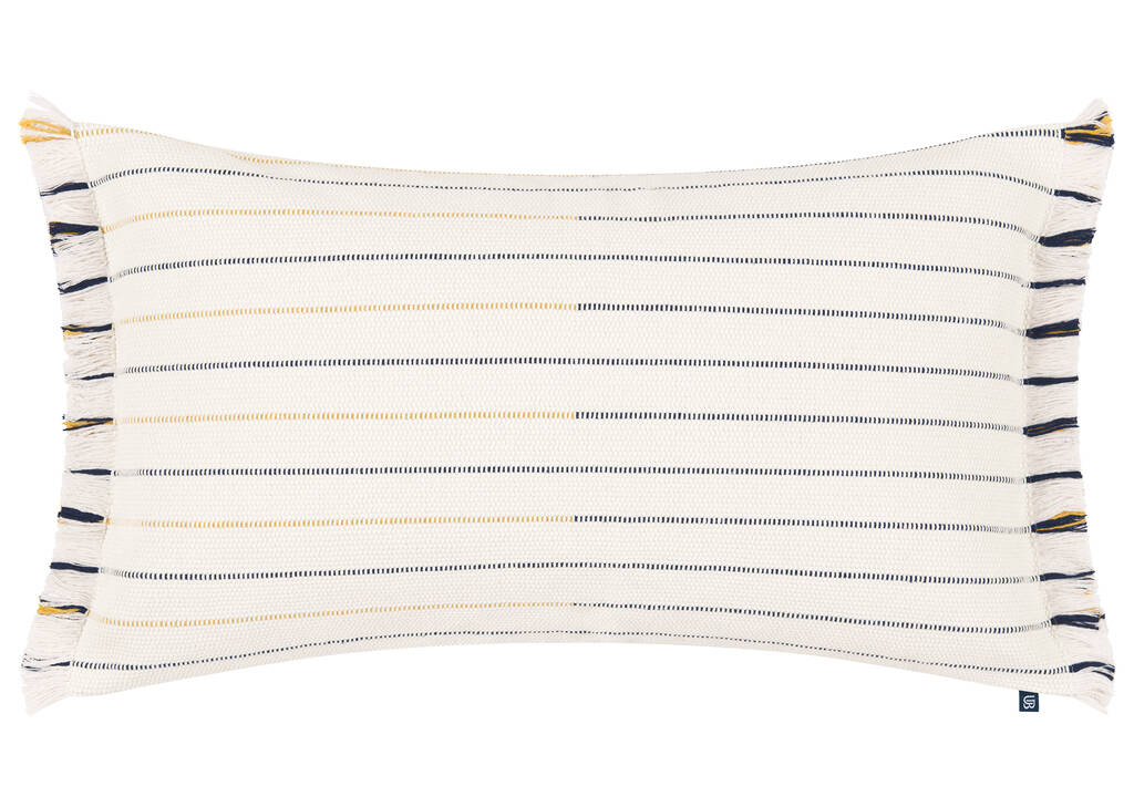 Coussin rayé Bosa 14x24 iv/marine/ambré