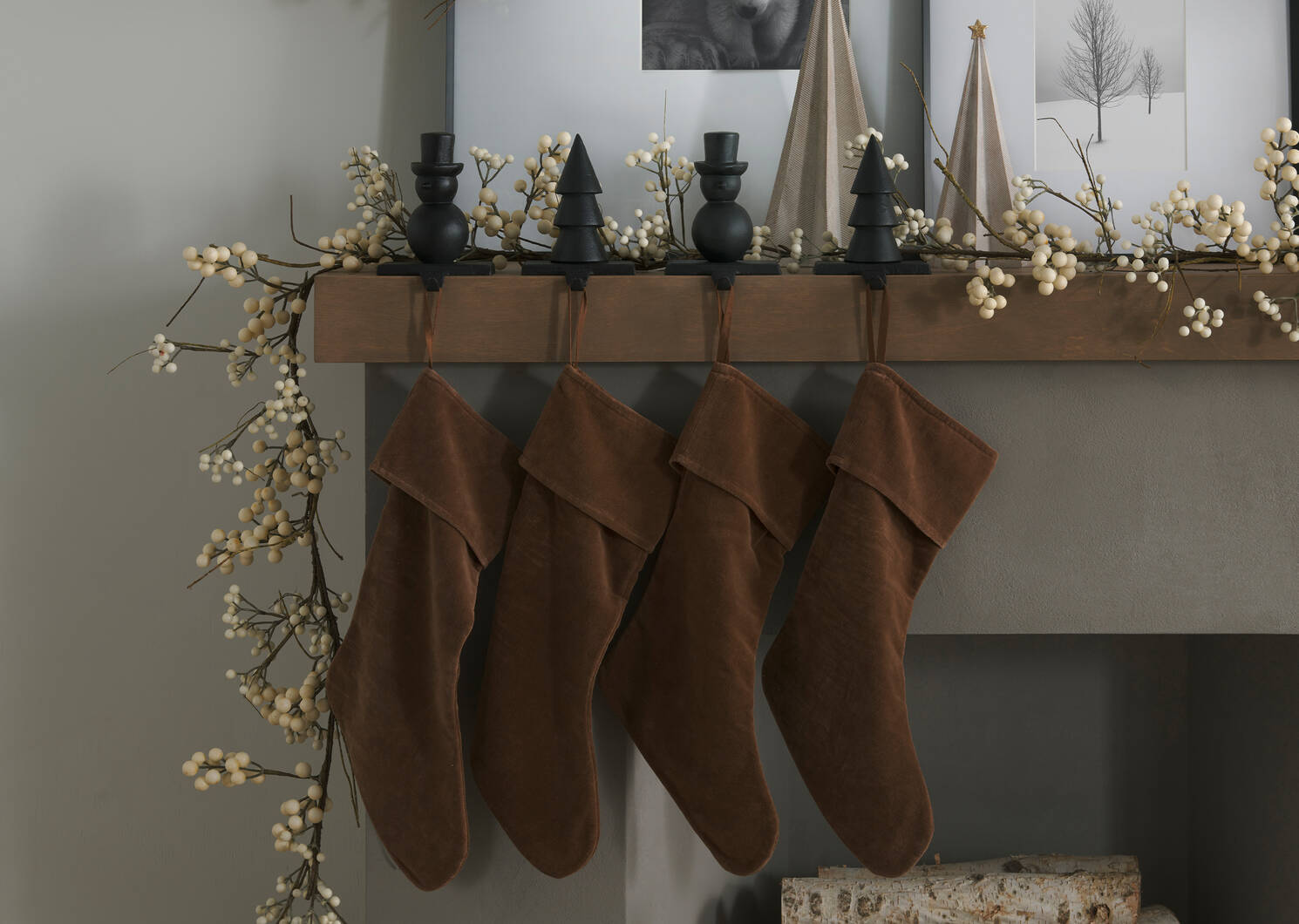 Bas de Noël en velours Joie caramel