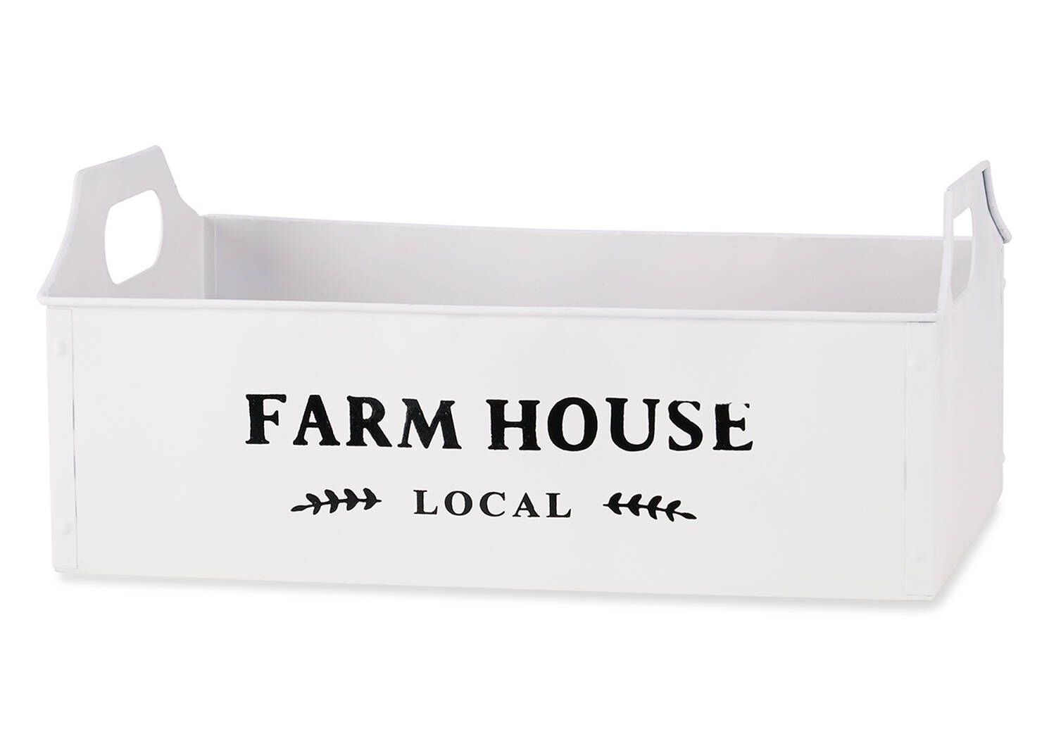 Farmhouse Metal Crate Medium White