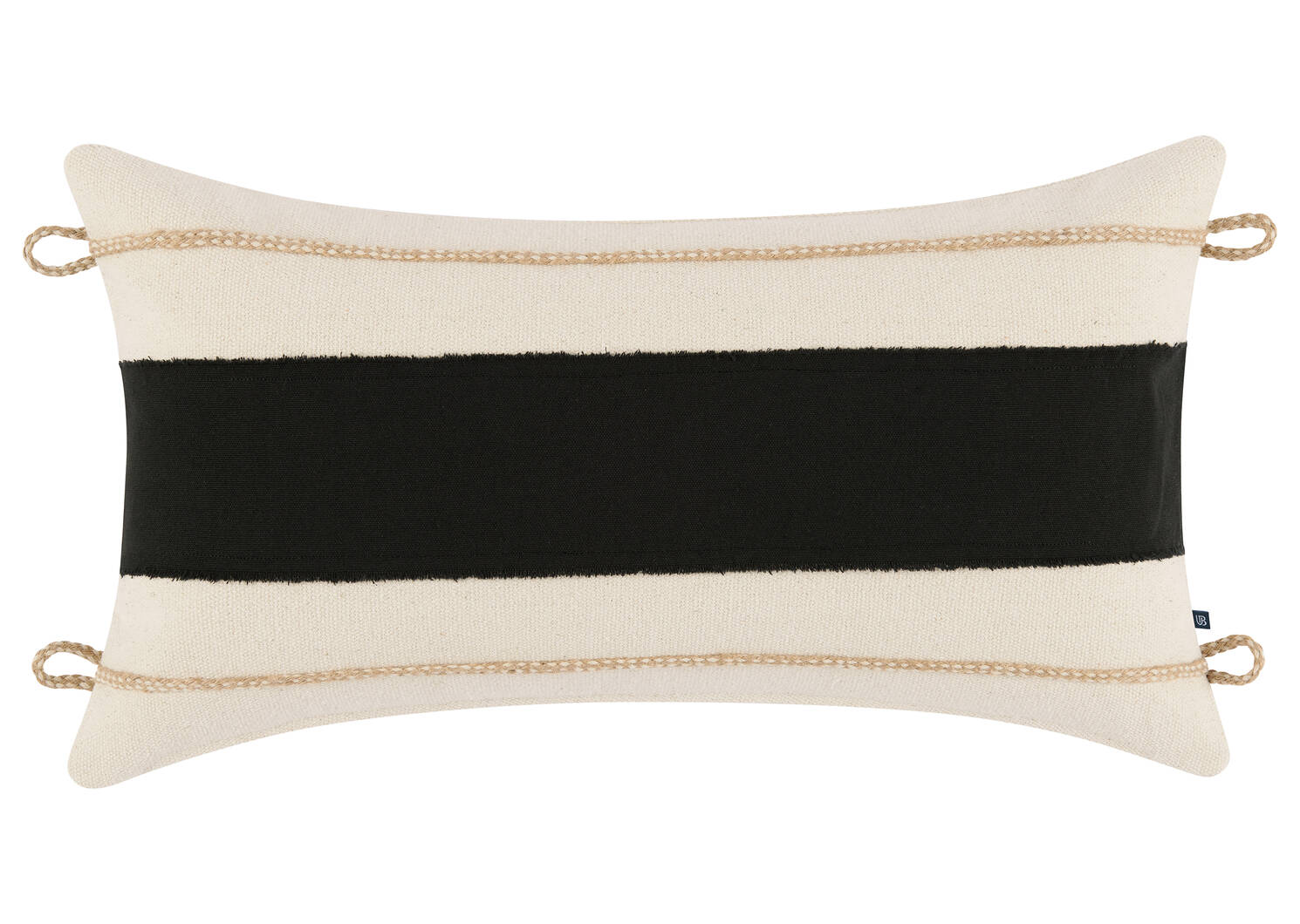 Coussin rayé Ruiz 12x22 naturel/noir