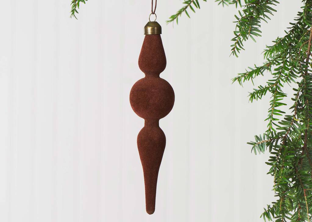 Velvette Finial Orn Cognac