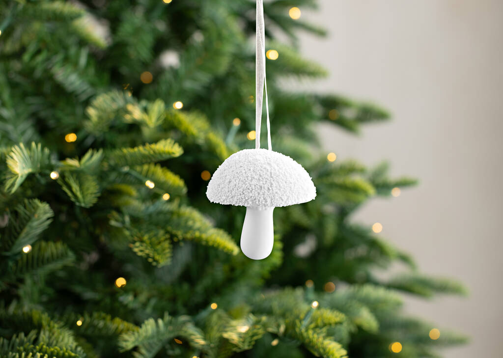 Snowcap Mushroom Christmas Ornaments