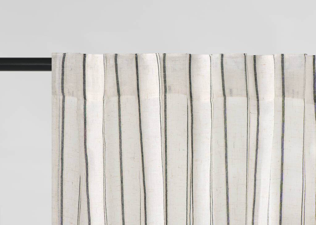 Aelene Striped Curtain 96 Ivory/Blk