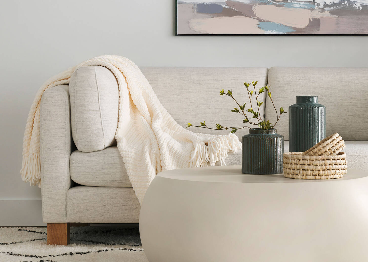 Elan Chenille Throw Ivory