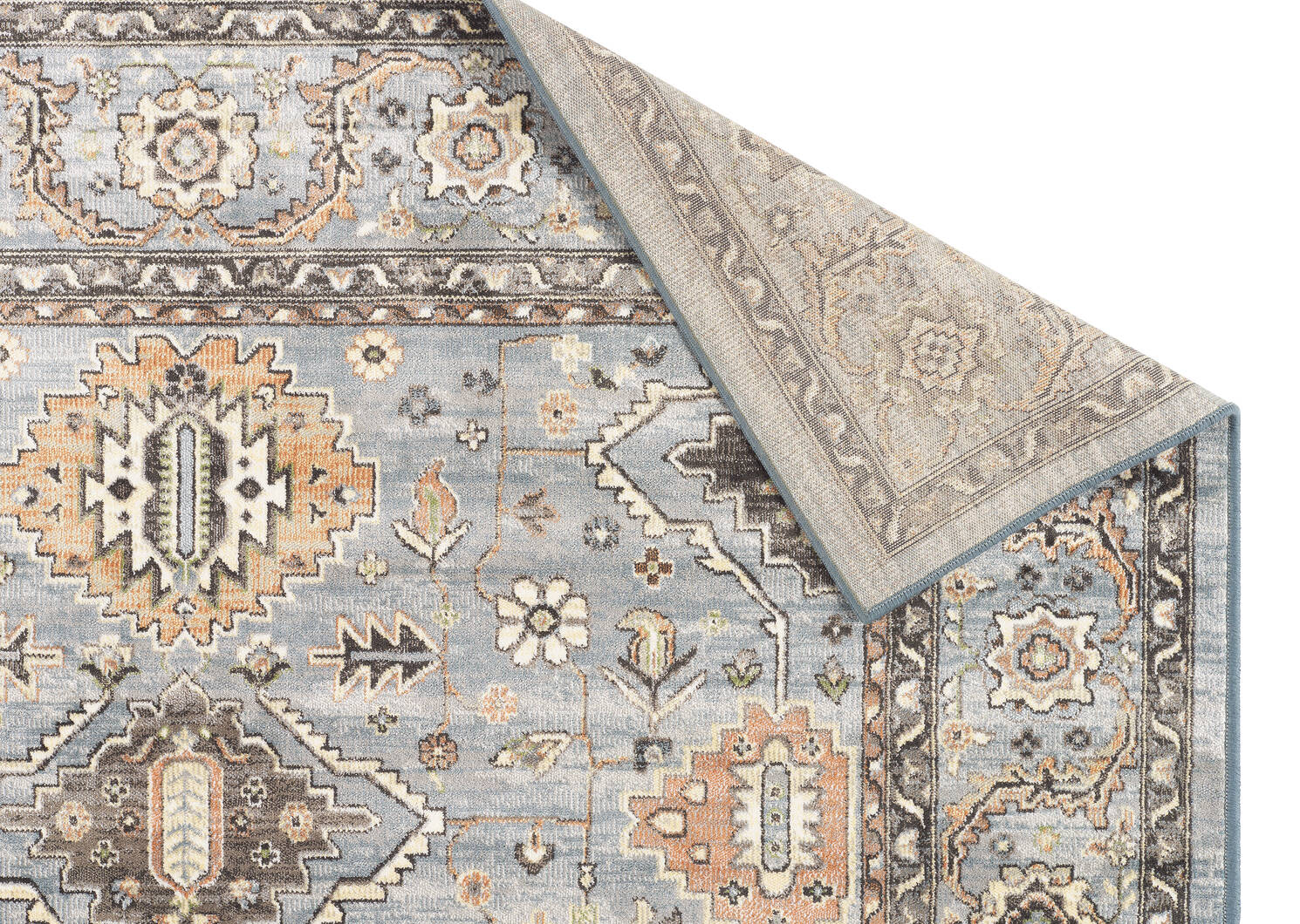 Yara Rug 94x133 Blue/Rust Urban Barn