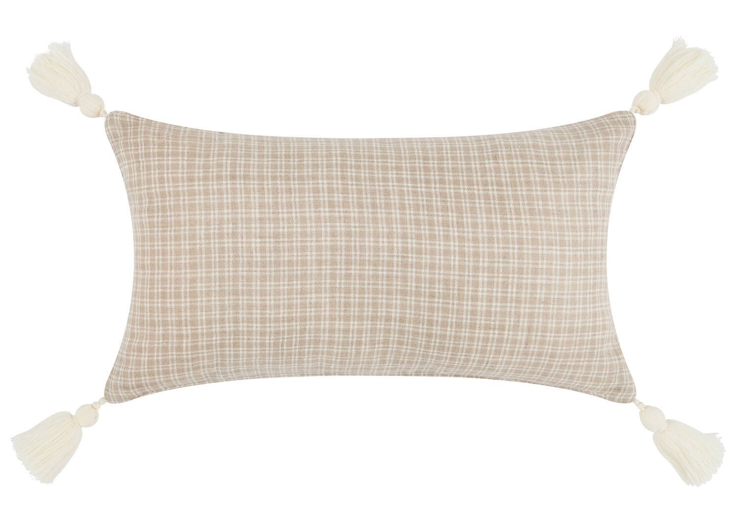 Giselle Check Pillow 12x22 Sand/Ivory