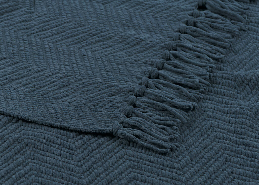 Elan Chenille Throw Navy