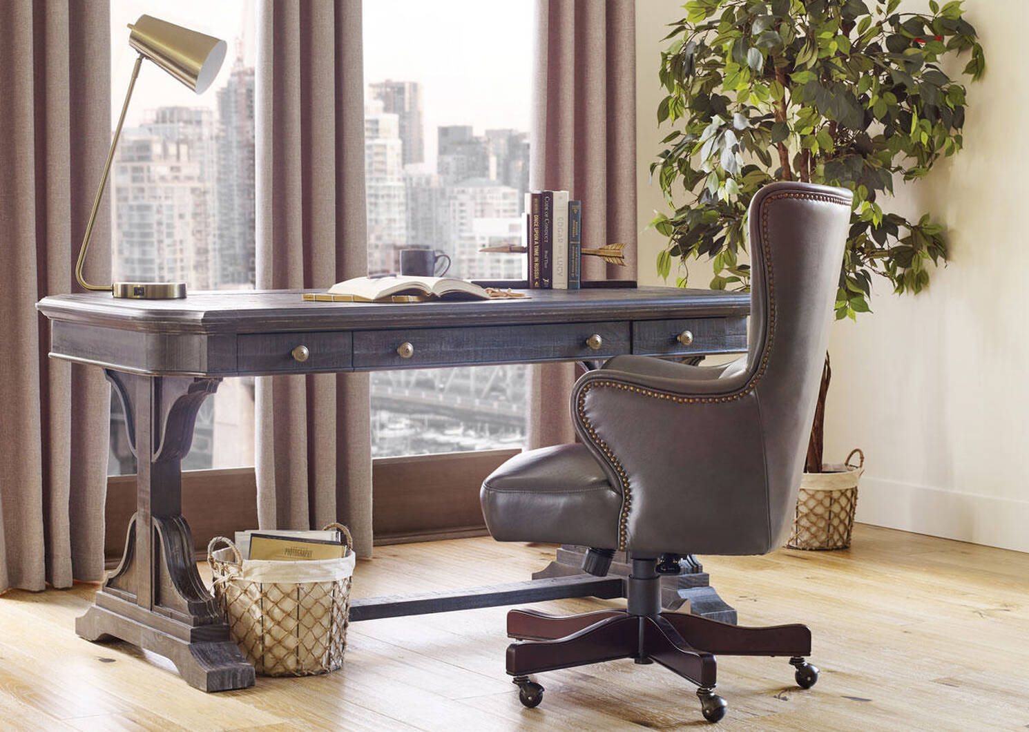 Windsor Office Chair Lakeshore Grey Urban Barn