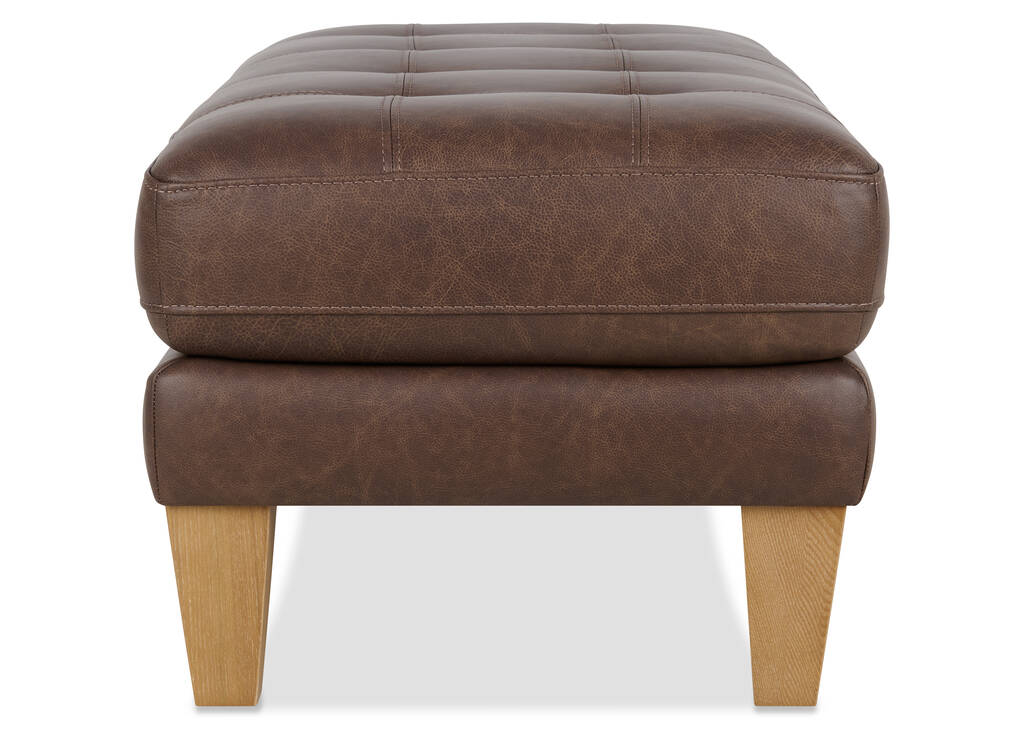 Carson Leather Ottoman -Wes Rum