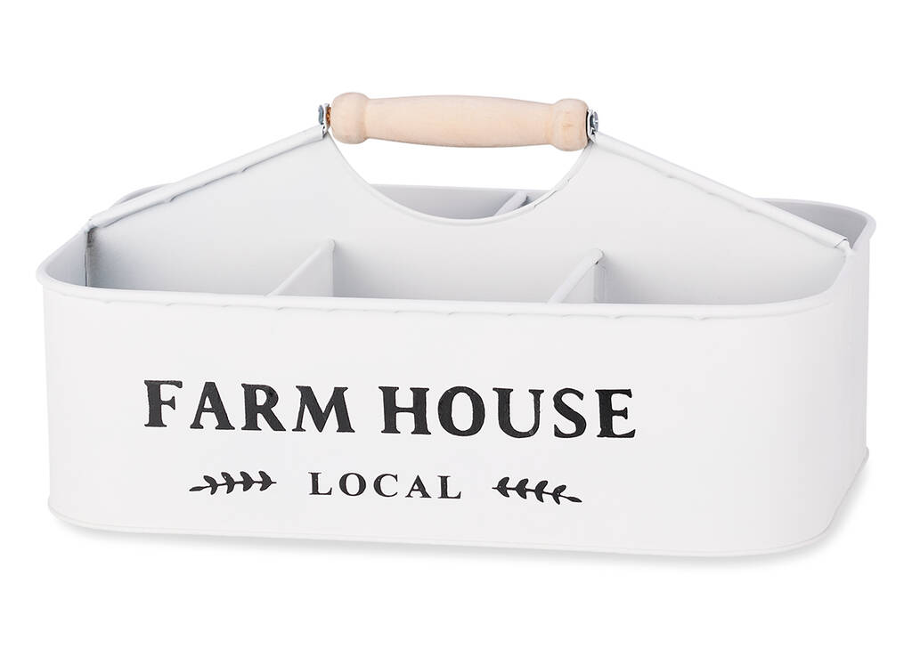 Farmhouse Storage Caddy White