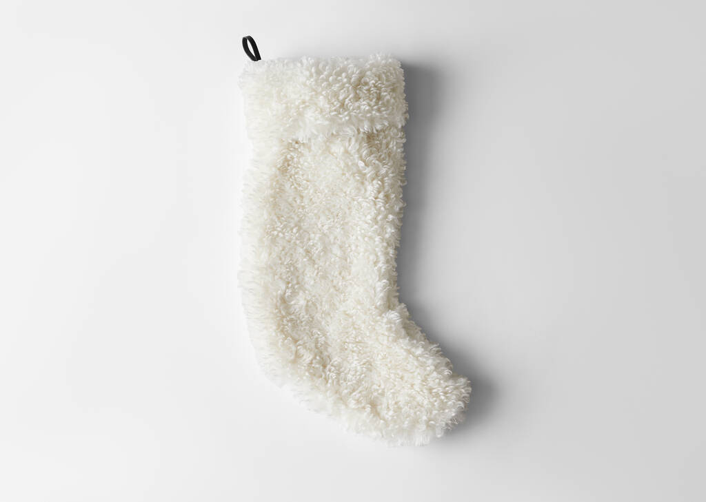 Bas de Noël en sherpa Jaspar ivoire