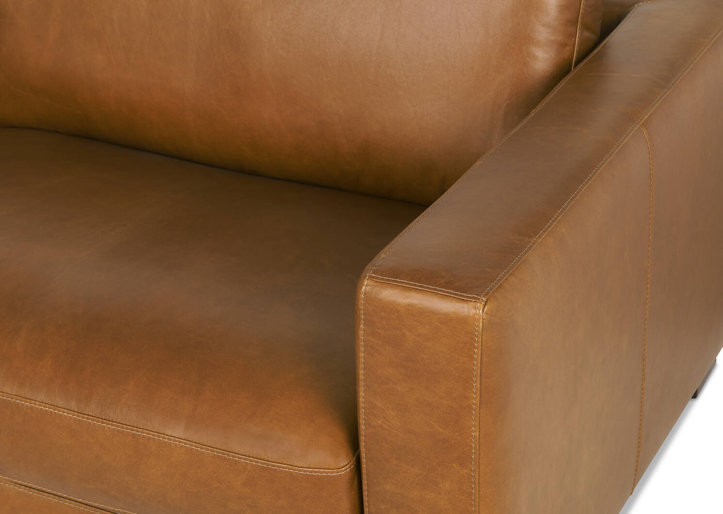 Gaetano Leather Sofa -Saddle Tan