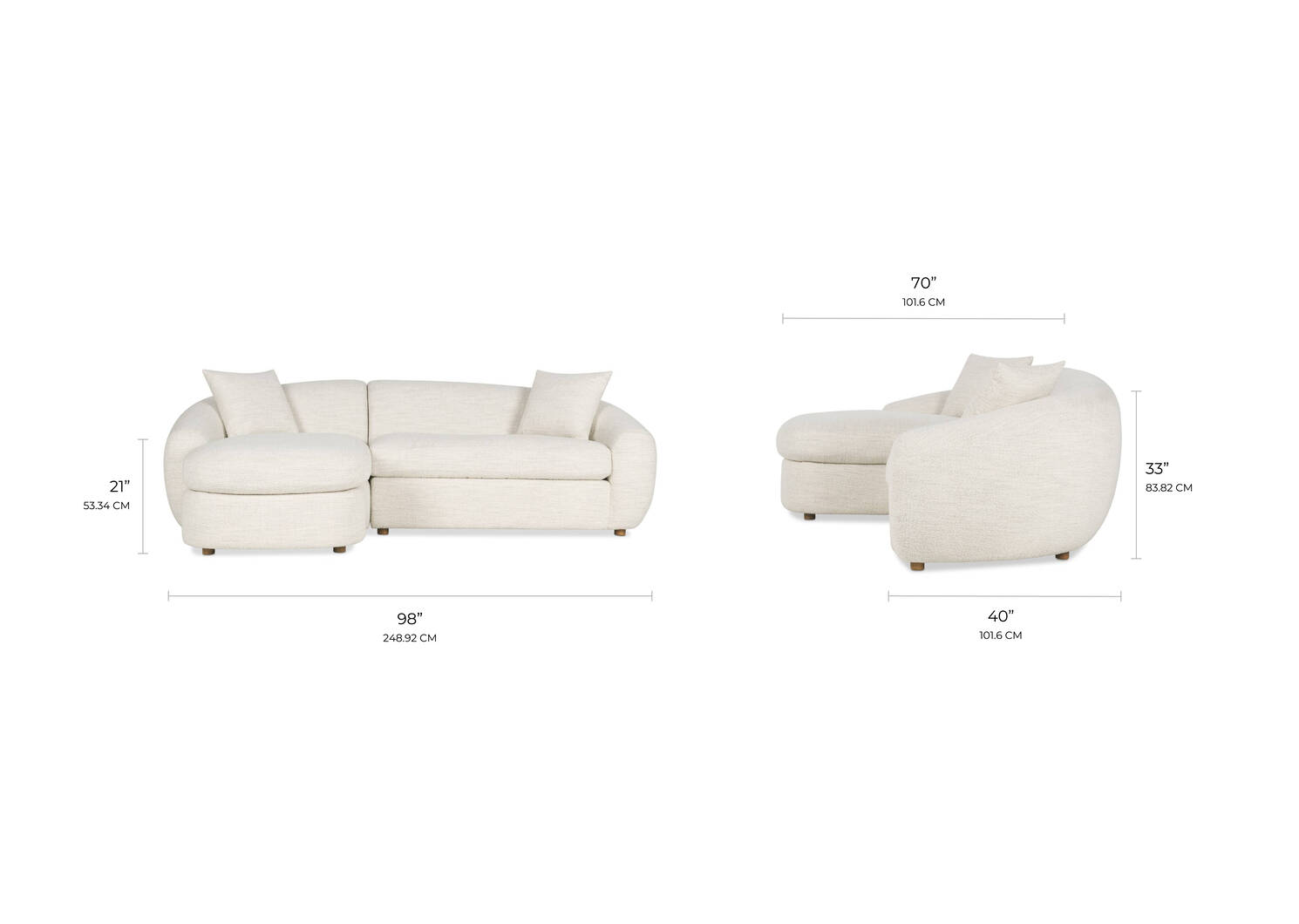 Ellison Sofa Chaise -Luly Ivory, LCF